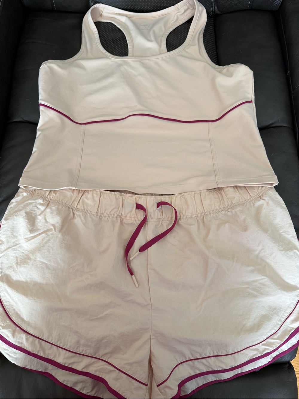 Old Navy Active PowerSoft Women XL Tank Top Shorts Set Pink Purple Athletic